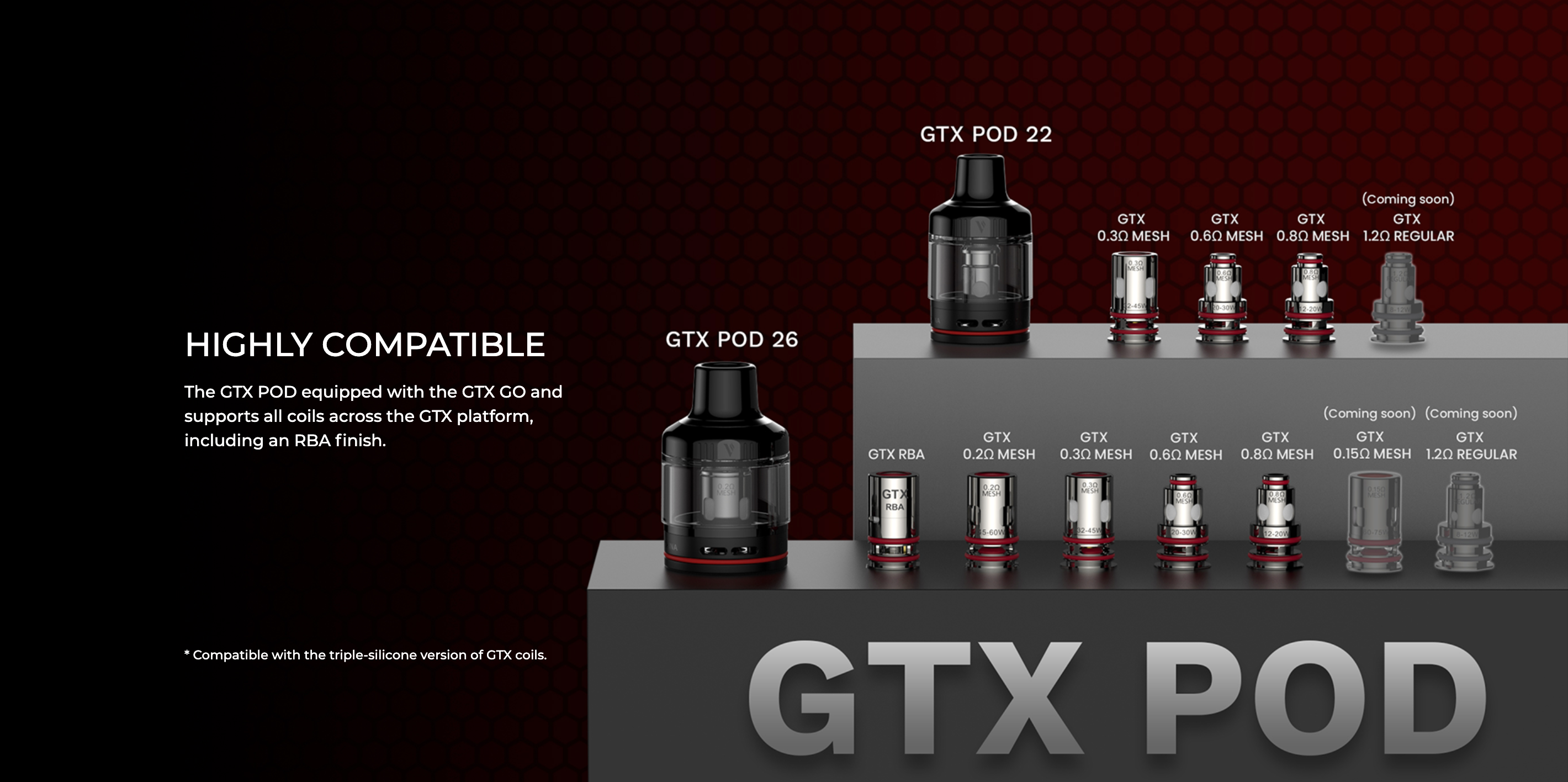 Vaporesso GTX uyumlu pod ve coil çeşitleri uyumluluk tablosu.